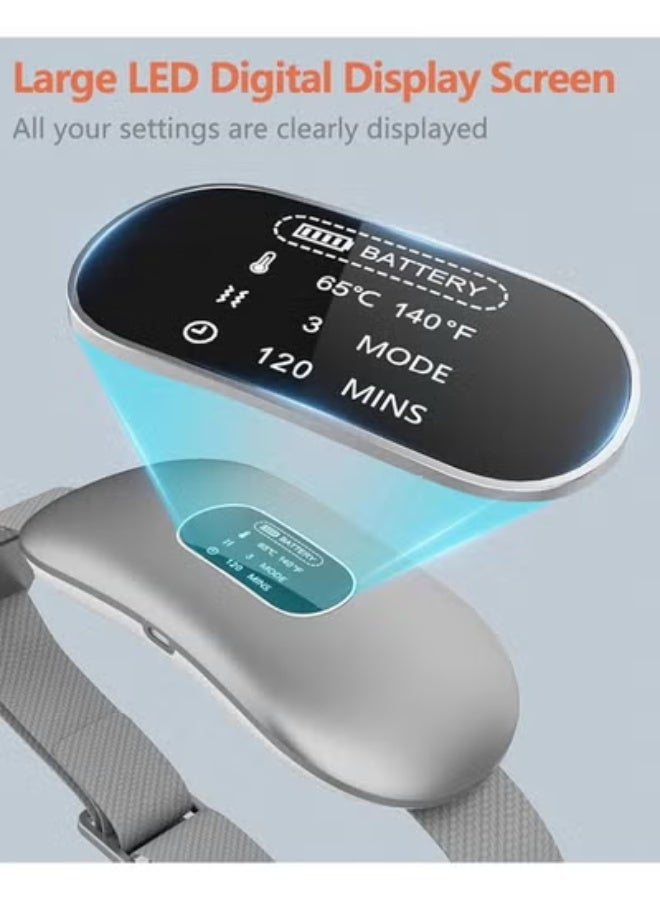 حزام تدفئة لاسلكي للدورة الشهرية مع شاشة عرض رقمية - وسادة حرارية محمولة لتخفيف آلام البطن والظهر - مزود بـ 4 إعدادات إيقاف تلقائي وقابل لإعادة الشحن - Image 3